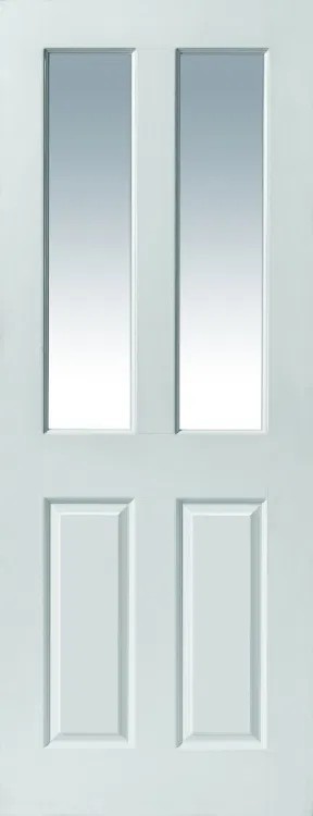 Internal Canterbury 2 Light (CLEAR GLASS) White Smooth Door