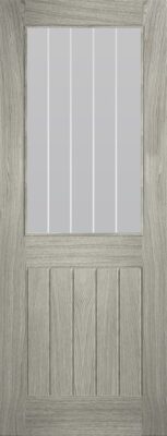 Internal Light Grey Pre-Finished Laminate Cottage (OBSCURE GLASS CLEAR LINES) Door