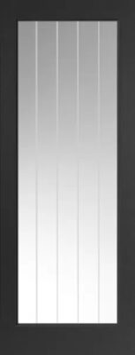 Internal Cottage (CLEAR GLASS ETCHED LINES) Black Pre-Finished Door