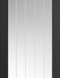 Internal Cottage (CLEAR GLASS ETCHED LINES) Black Pre-Finished Door