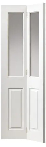 Internal Canterbury Primed (CLEAR GLASS) Woodgrain White Bi-Fold Door
