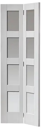 Internal Cayman Primed Smooth (CLEAR GLASS) White Bi-Fold Door