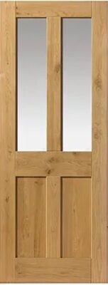 Internal Rustic Oak (CLEAR GLASS) Veneered 4 Panel Un-Finished Door