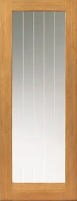 Internal Thames Oak 1 Light Pre-Finished (CLEAR ETCHED LINES GLASS) Door