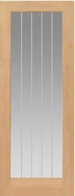 Internal Thames Oak 1 Light Un-Finished (CLEAR GLASS ETCHED LINES) Door