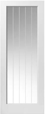Internal White Primed Cottage 1 (CLEAR GLASS ETCHED LINES) Standard Core Door