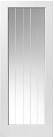 Internal White Primed Cottage 1 (CLEAR GLASS ETCHED LINES) Standard Core Door