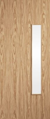 Oak Flush 18G Pre-Finished (CLEAR GLASS) FD30 44mm Fire Door - LPD