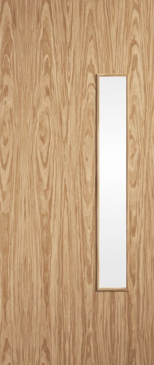 Oak Flush 18G Pre-Finished (CLEAR GLASS) FD30 44mm Fire Door - LPD