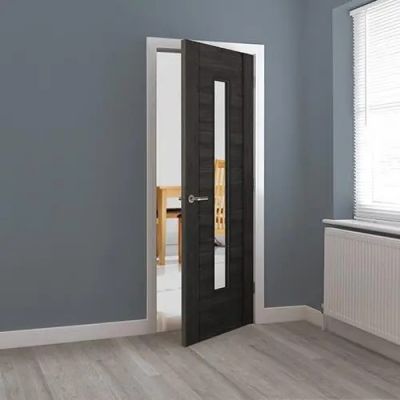 Internal Laminate Alabama (CLEAR GLASS) Dark Grey Pre-Finished Door - Image 2