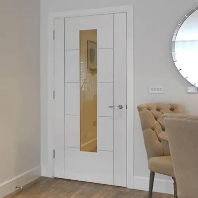Internal Tigris White Pre-Finished (CLEAR GLASS) Door - Image 2