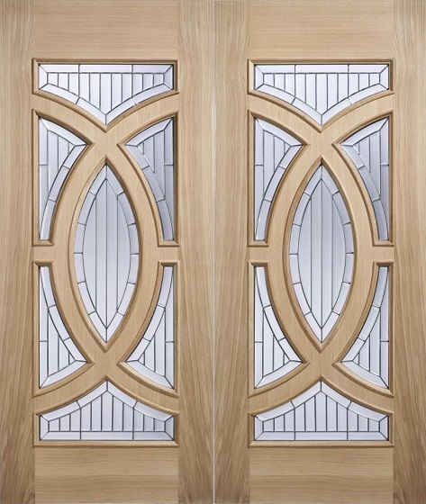 External Oak Majestic Pair (ZINC CLEAR BEVELLED GLASS) Un-Finished - LPD