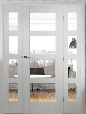 Easi-Frame with White Primed Shaker 4 Light Door and Demi Panels (CLEAR GLASS) - XL