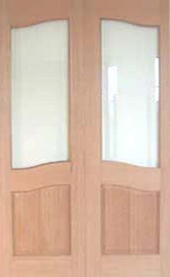 Internal Hardwood Europa (Clear Bevelled Glass) Rebated Pair Un-Finished Door Pair