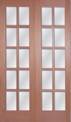 Hardwood GTP Square Top with Clear Bevelled Glass - Rebated Pair - Unfinished DF