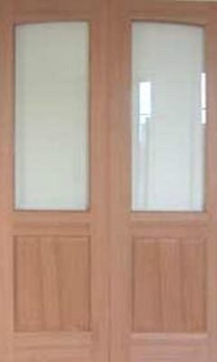 Hardwood Mayfair with Clear Bevelled Glass - Rebated Pair - Unfinished - DF