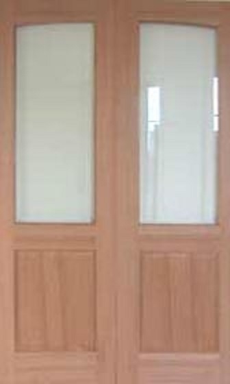 Hardwood Mayfair with Clear Bevelled Glass - Rebated Pair - Unfinished - DF
