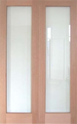Hardwood Pattern 20 with Clear Bevelled Glass - Rebated Pair - Unfinished - DF