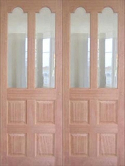 Hardwood Victorian - Clear Bevelled Glass - Rebated Pair - Unfinished - DF
