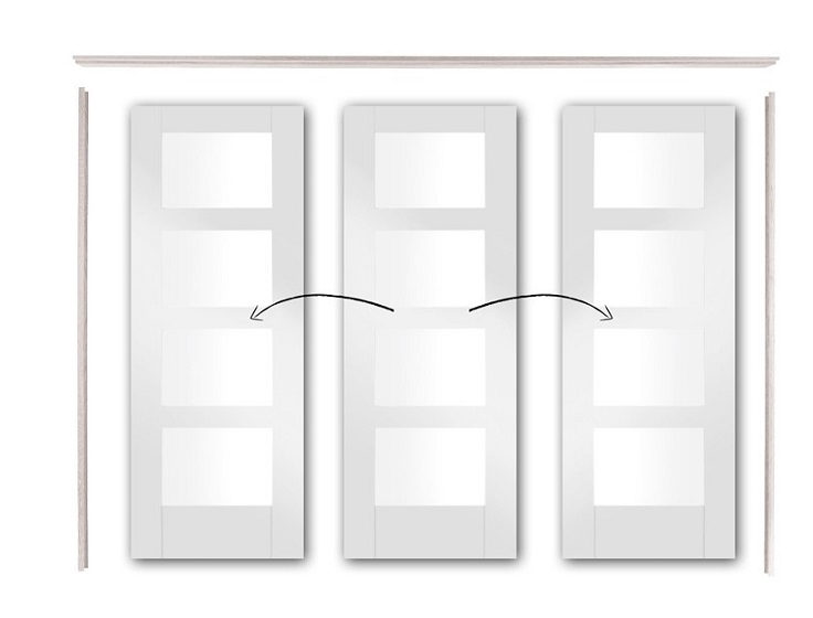 Easi Slide Door Set - Includes White Shaker Doors (CLEAR GLASS) - Frame - Pair Maker - Door Hardware - Excludes Handles - XL