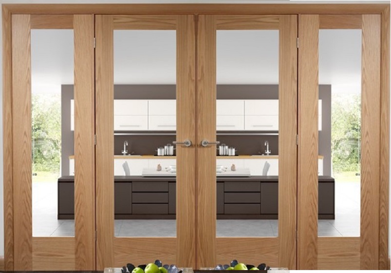 Easi-Frame with Oak Pattern 10 (CLEAR GLASS) Doors and Side Panels - XL