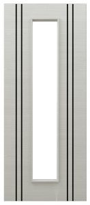 Internal Light Grey Ash with Dark Grey Ash Vertical Inlays Pre-Finished Solid Core D010 Glazed FD30 44mm Fire Door