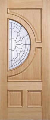 External Oak Empress (ZINC CLEAR BEVELLED GLASS) Un-Finished Door