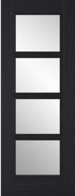 Internal Charcoal Black Vancouver (CLEAR GLASS) 4 Light Pre-Finished FD30 44mm Fire Door