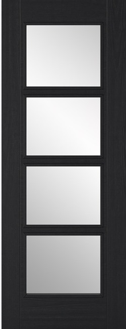 Internal Charcoal Black Vancouver (CLEAR GLASS) 4 Light Pre-Finished FD30 44mm Fire Door
