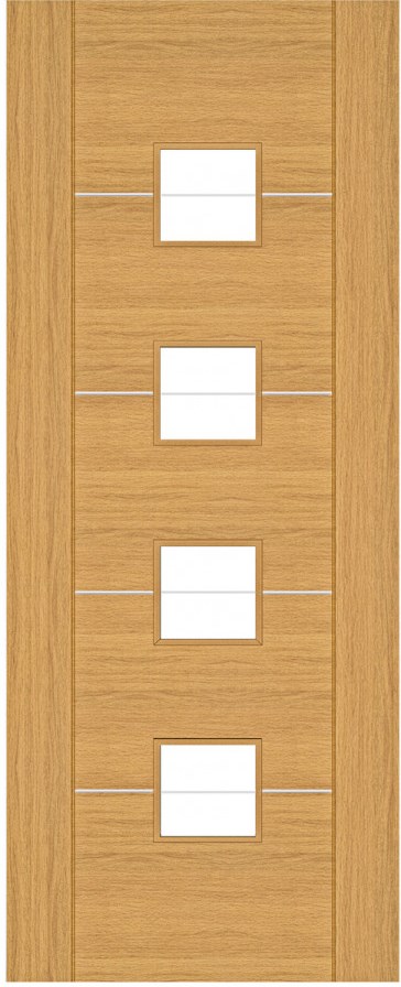 Internal Valencia (CLEAR GLASS) with Aluminum Inlays Pre-Finished Door
