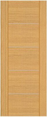 Internal Oak Valencia with Aluminum Inlays Pre-Finished Door