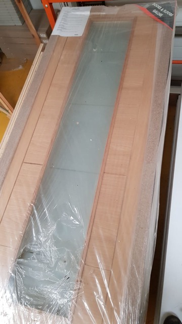 Internal Oak Open Trend Style (OBSCURE GLASS CLEAR LINES) (44mm Thick) Pre-Finished Channel Groove Door - Image 2