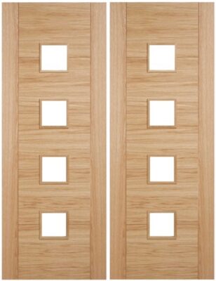 Oak Trend 4 Light Pair - OBSCURE GLASS - Channel Groove - Prefinished - DF
