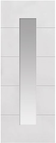 Internal White Primed Horizontal 4 Line (CLEAR GLASS) Standard Core Door