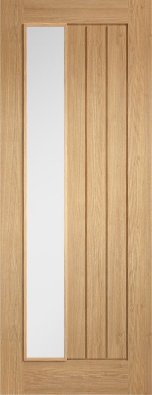 Internal Oak Mexicano Offset (OBSCURE GLASS) Pre-Finished Solid Core Door