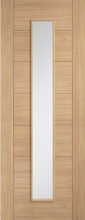 Internal Oak Carini Long Light (CLEAR GLASS) Solid Core Un-Finished Door