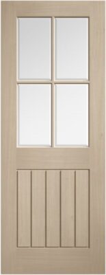 Internal Blonde Oak (CLEAR BEVELLED GLASS) Mexicano Pre-Finished Solid Core Door