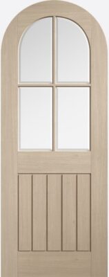 Internal Blonde Oak Arched (CLEAR BEVELLED GLASS) Mexicano Pre-Finished Solid Core Door