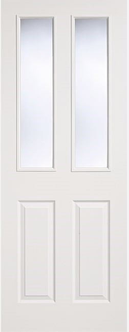 White 4 Panel (CLEAR BEVELLED GLASS) Woodgrain - Pre Finished - DF