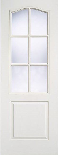 Internal White Primed Classic 1 Panel 6 Light un-glazed (NO GLASS) Woodgrain Door