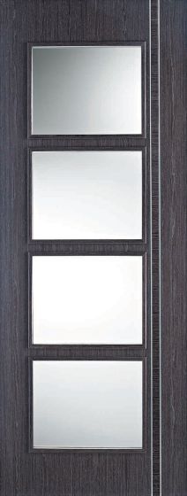 Internal Ash Grey Zanzibar (CLEAR GLASS) Solid Core Door Pre-Finished LPD