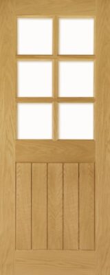 Internal Oak Ely 6L (CLEAR BEVELLED GLASS) Un-Finished Door