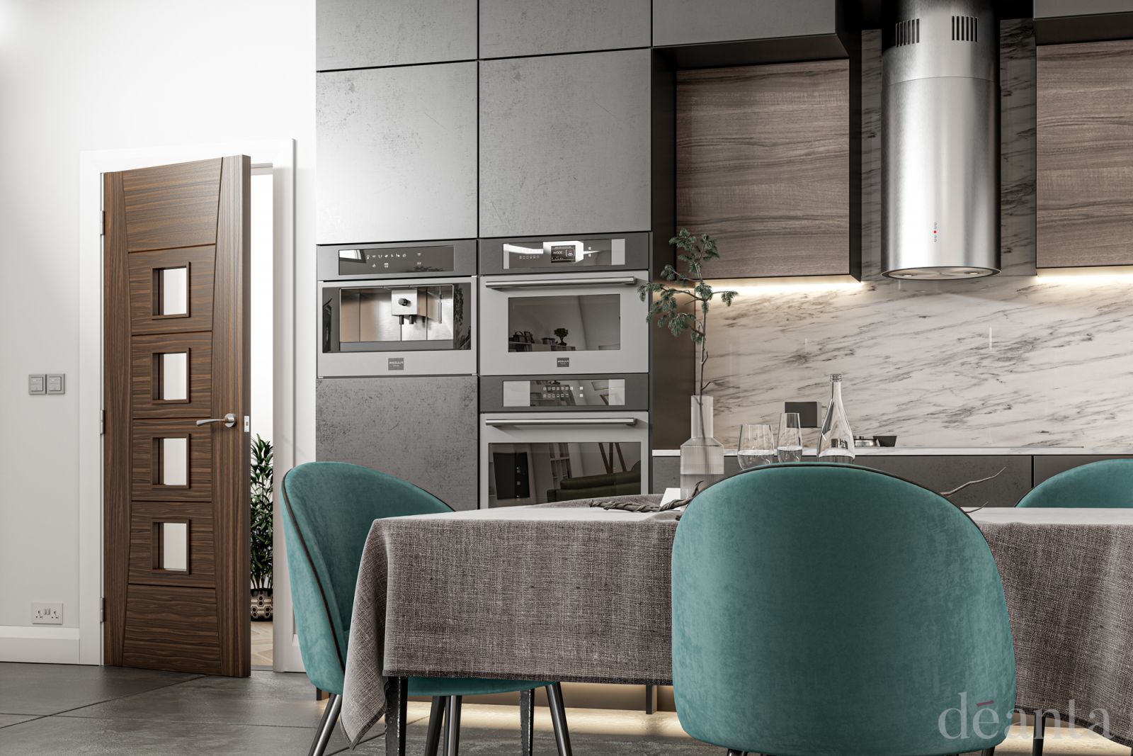 Internal Walnut Pamplona (CLEAR GLASS) FD30 44mm Pre Finished Fire Door - Image 2
