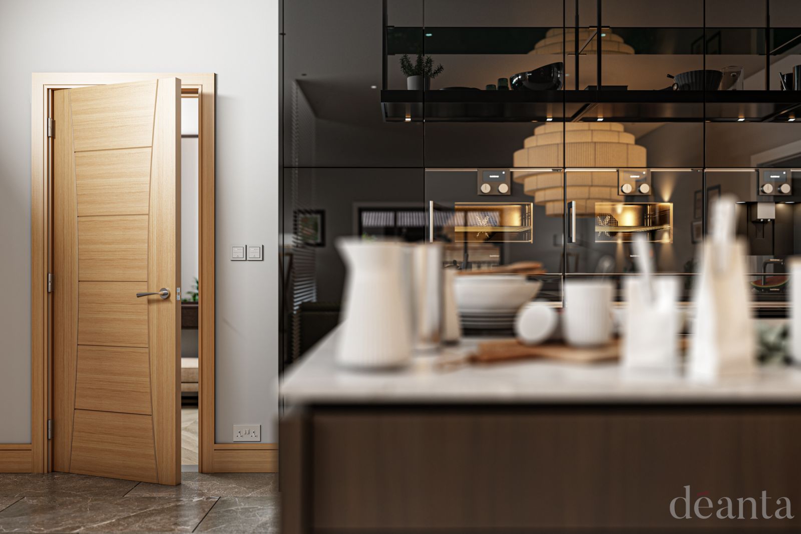 Internal Oak Pamplona Pre-Finished FD30 44mm Fire Door - Image 2