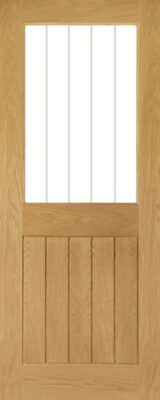 Internal Oak Ely Half Light (CLEAR GLASS GROOVED LINES) Un-Finished Door