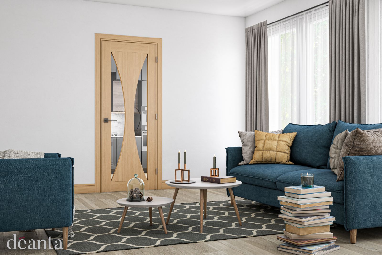 Interntal Oak Sorrento Pre-Finished (CLEAR GLASS) Door - Image 2