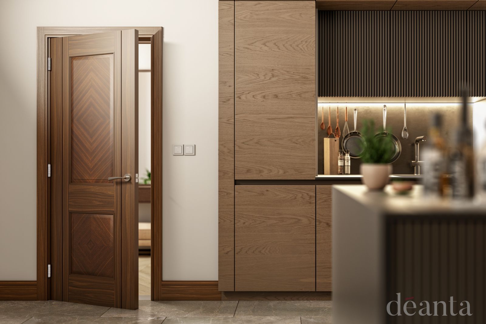 Internal Walnut Kensington Pre-Finished Door - Image 2