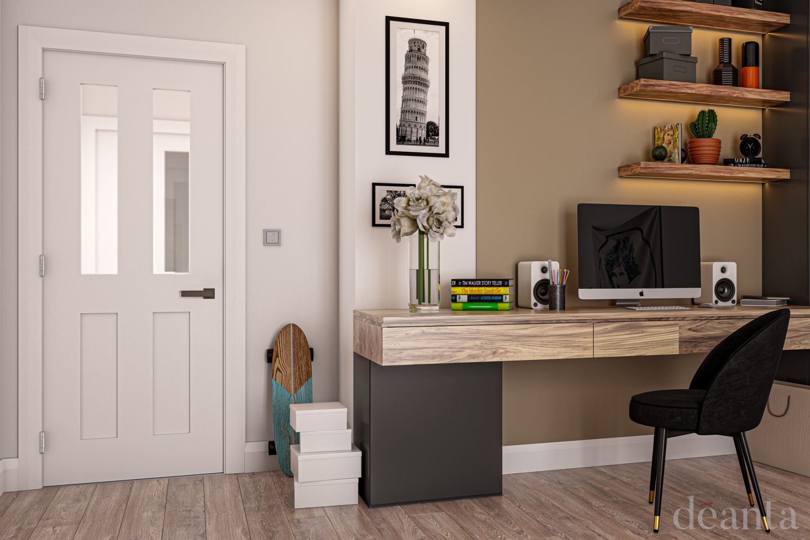 Internal White Primed Solid Core Eton Smooth Finish (CLEAR GLASS) Door - Image 2