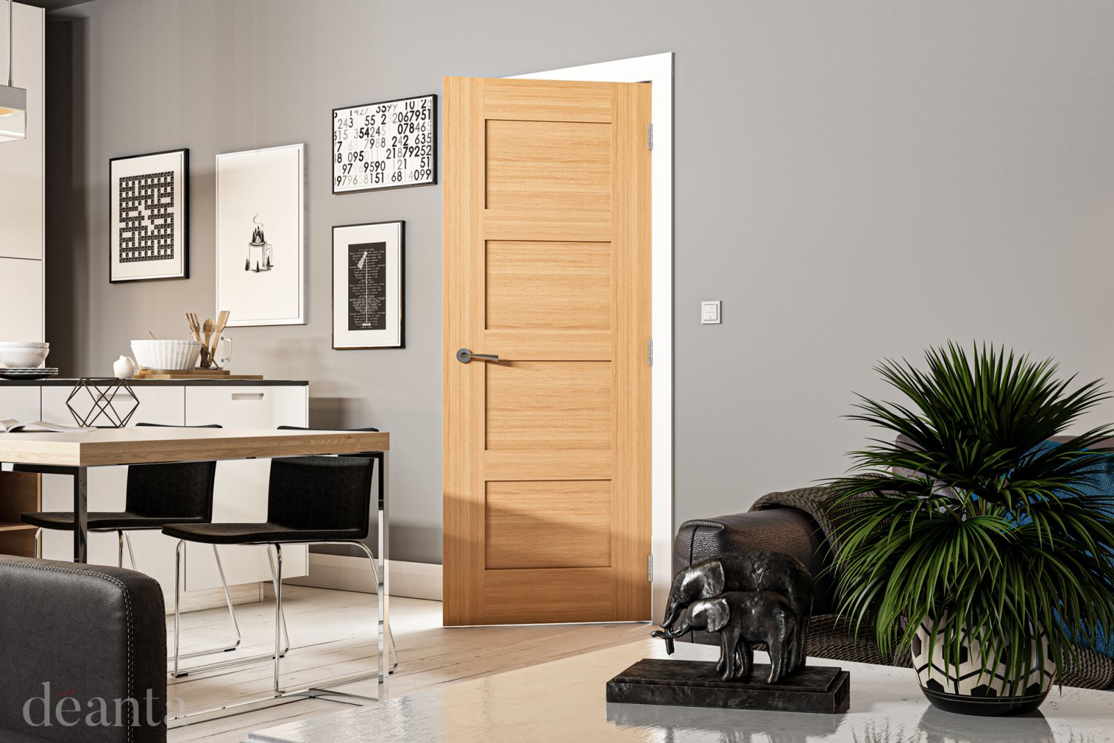 Internal Oak Coventry Un-Finished Door - Image 2