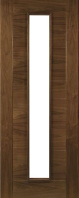 Internal Walnut Seville (CLEAR GLASS) FD30 44mm Pre-Finished Fire Door